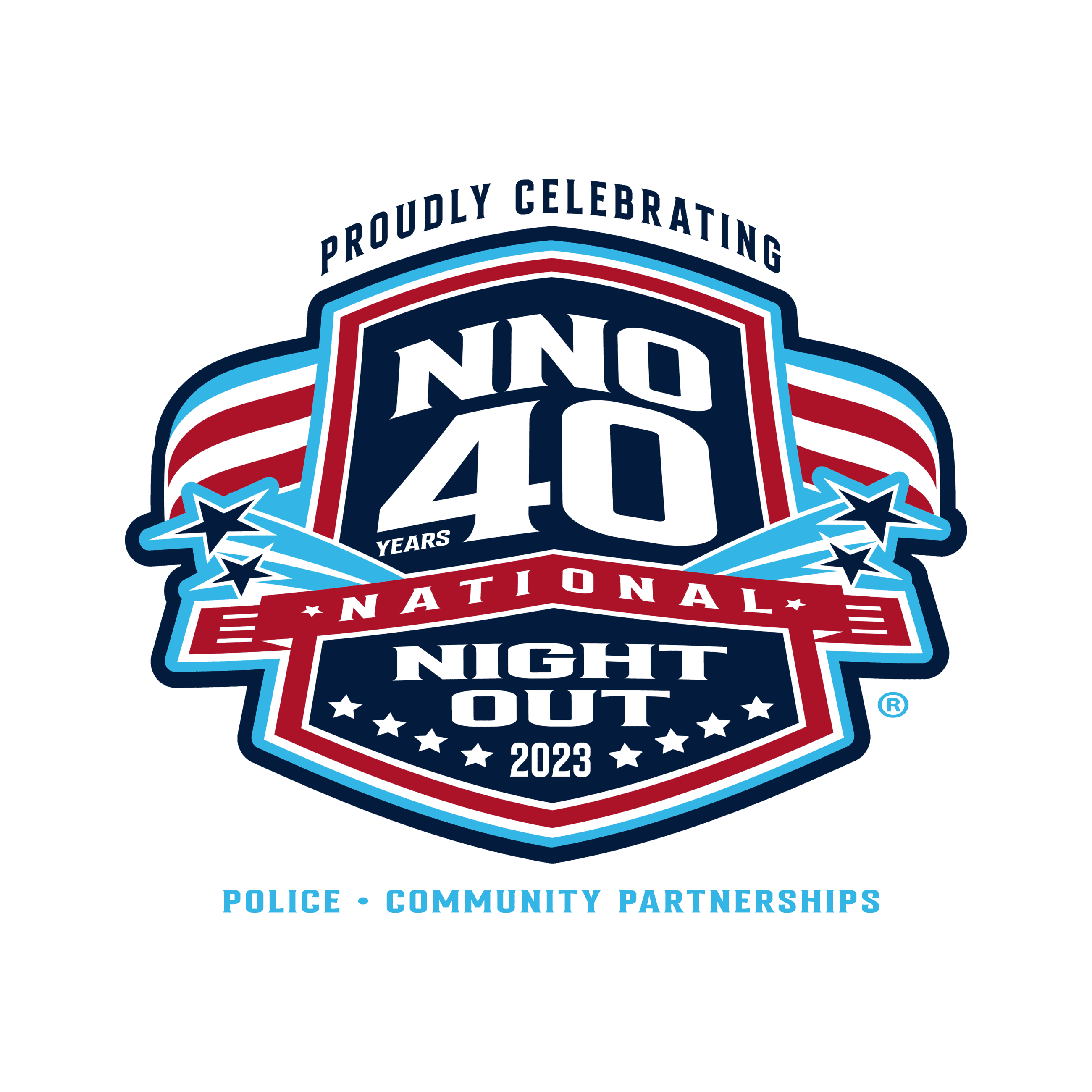 National Night Out 40 years Police Community Partnerships Logo