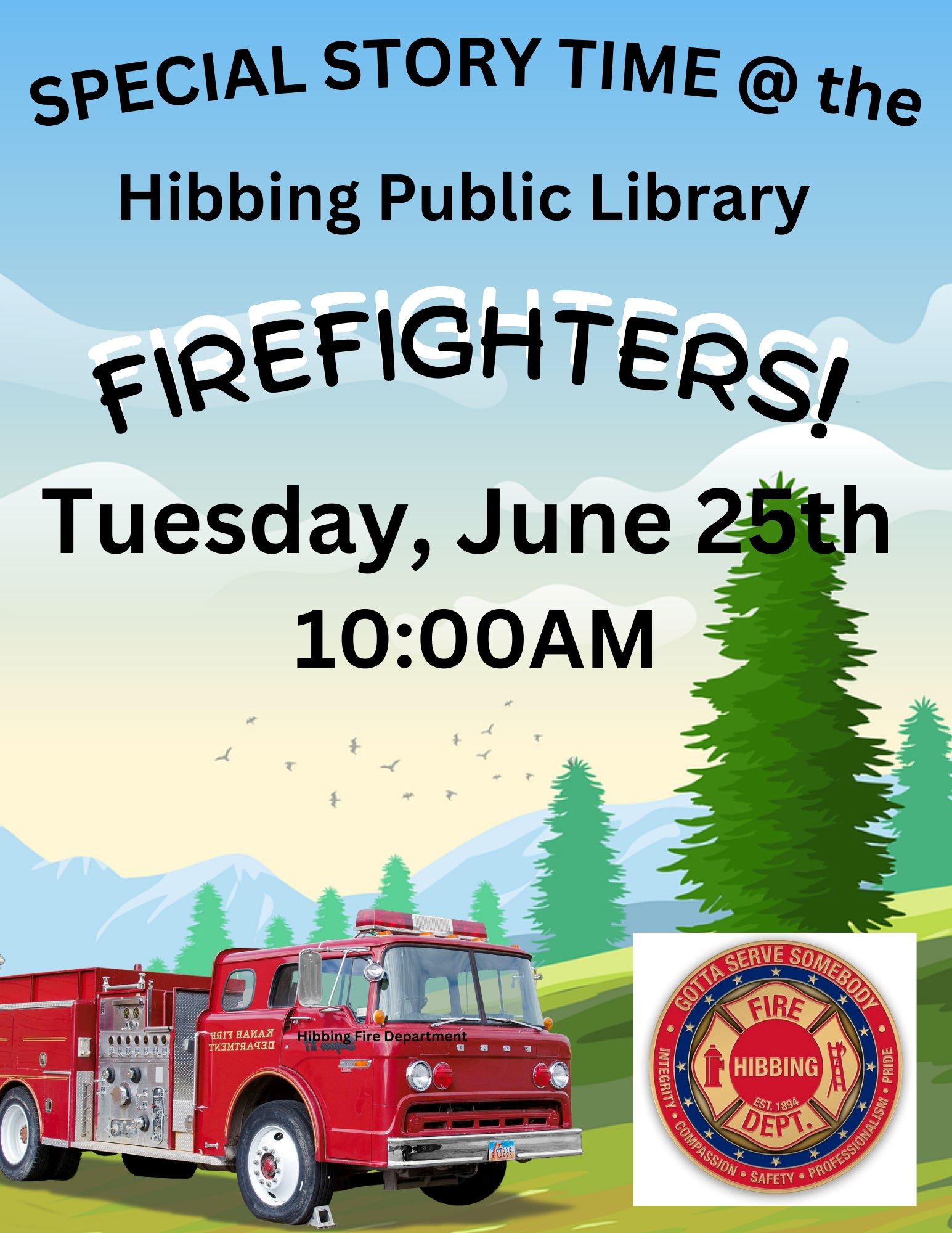 Hibbing Firefighters at Story Time 6.25.24